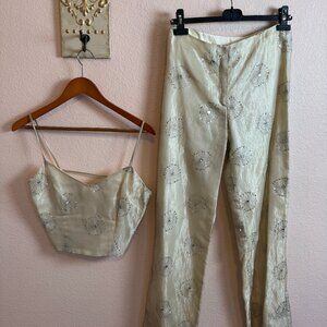 Vintage Y2K Del Rosario unique sequin pant and top - wedding, rehearsal dinner
